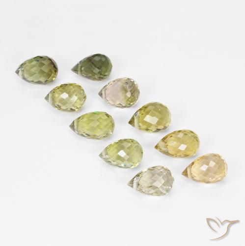 6.53ctw Naturale Multicolore Tormalina, Taglio briolette, VS-SI