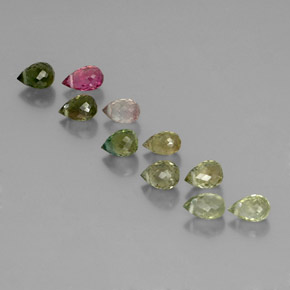 Tormalina naturale multicolore da 3,71 ct, briolette, VS-SI