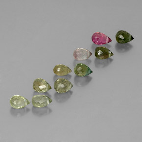 Tormalina naturale multicolore da 3,71 ct, briolette, VS-SI