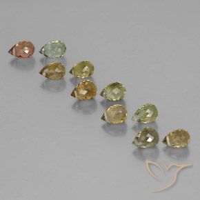 Gemme di Tormalina Multicolore naturale da 4.30 ct, Taglio briolette, VS-SI