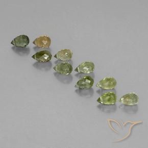 4.65ctw Naturale Verde Giallastro chiaro Tormalina, Taglio briolette, VS-SI