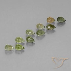 Gemme di Tormalina Verde Giallastro chiaro naturale da 4.65 ct, Taglio briolette, VS-SI