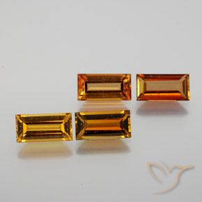 Gemme di Tormalina Arancione scuro naturale da 3.16 ct, Taglio a baguette, VS
