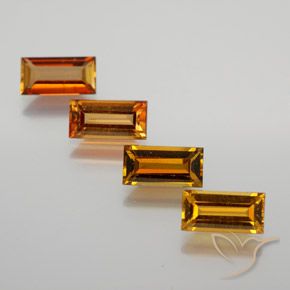 Gemme di Tormalina Arancione scuro naturale da 3.16 ct, Taglio a baguette, VS