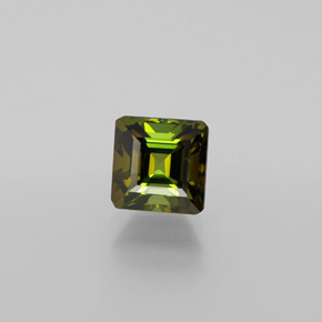 Tormalina verde marroncino naturale da 1,45 ct, taglio smeraldo, VS