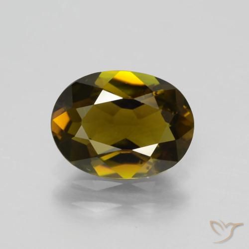1.48ct Naturale Marrone dorato intenso Deep Tormalina, Ovale, VS
