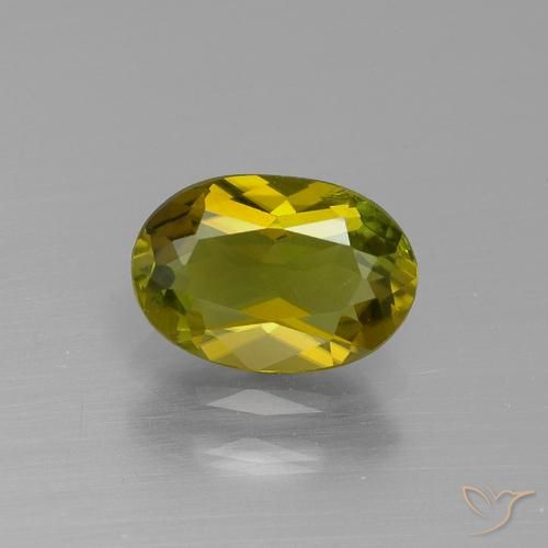Tormalina verde giallastro naturale da 1,10 ct, taglio ovale, VS