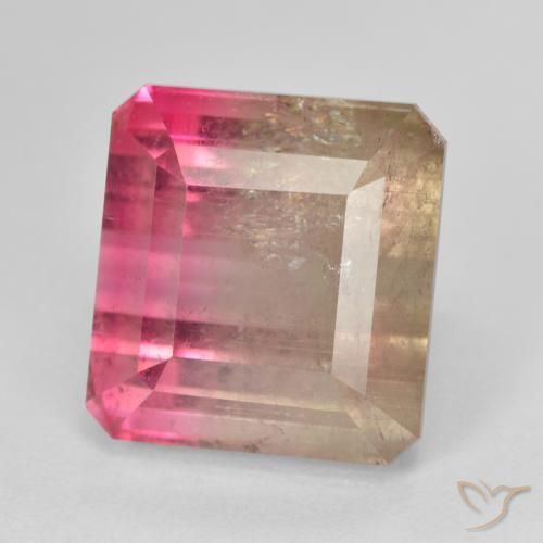 13.13ct Naturale Bi-Colore Tormalina, Taglio smeraldo, SI