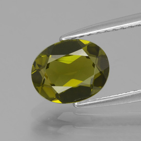 Tormalina verde giallastro naturale da 1,27 ct, taglio ovale, VVS