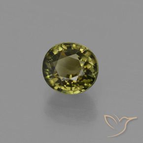 Tormalina Verde marroncino naturale da 1.09 ct, Ovale, VS
