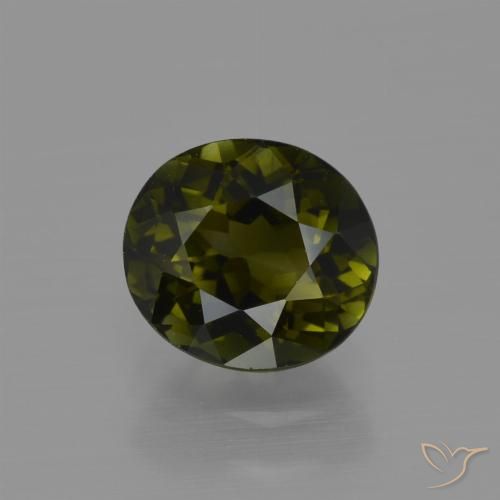 1.30ct Naturale Verde marroncino Tormalina, Ovale, VVS-VS