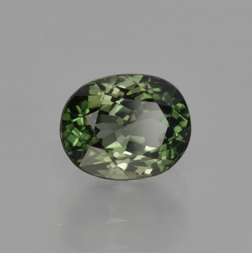 Tormalina verde marroncino naturale da 1,29 ct, taglio ovale, VVS