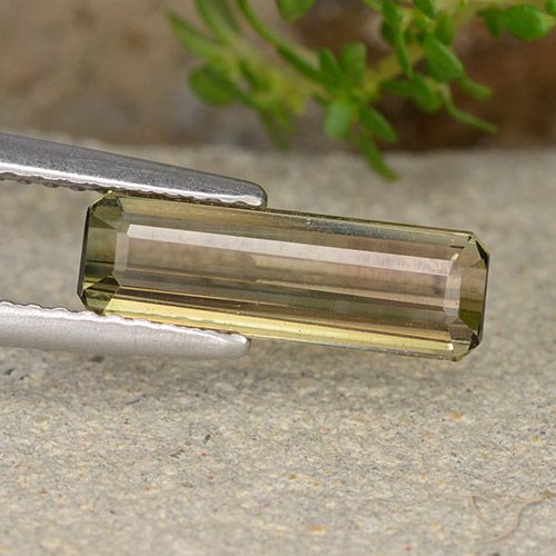 Tormalina bicolore naturale da 1,72 ct, taglio smeraldo, VS