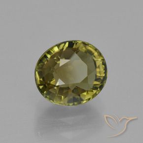 Tormalina Caldo terroso verde naturale da 1.34 ct, Ovale, VVS