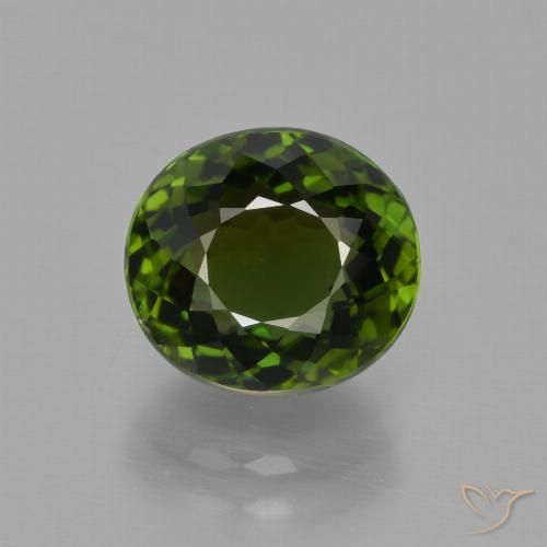 Tormalina verde scuro terroso naturale da 3,51 ct, taglio ovale, VS