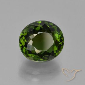 Tormalina verde scuro terroso naturale da 3,51 ct, taglio ovale, VS