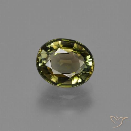 Tormalina Verde marroncino naturale da 1.09 ct, Taglio ovale, VS