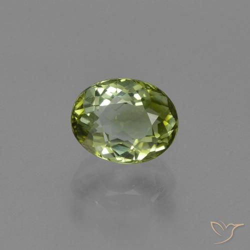 1.00ct Naturale Verde giallastro Tormalina, Ovale, VVS-VS