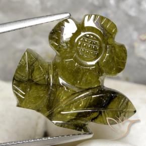 Tormalina Caldo terroso verde naturale da 10.85 ct, Taglio a fiore, Traslucido