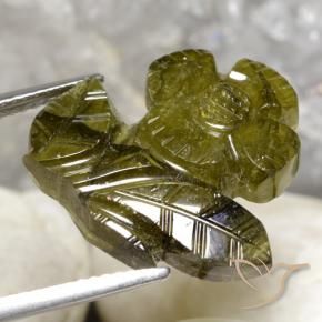 Tormalina Caldo terroso verde naturale da 10.85 ct, Taglio a fiore, Traslucido