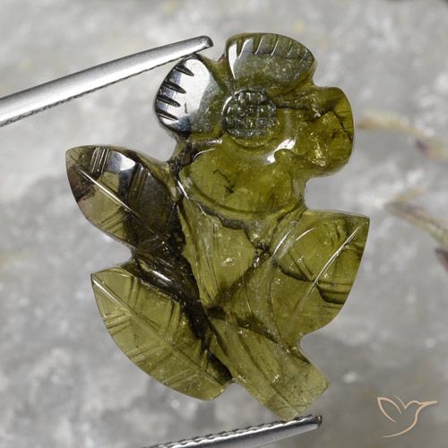 13.81ct Naturale Verde caldo Tormalina, Taglio a fiore, Traslucido