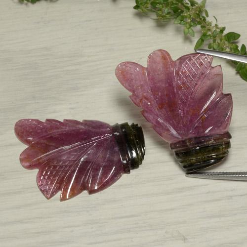 65.90ctw Naturale Bi-Colore Tormalina, Taglio a fiore, Traslucido