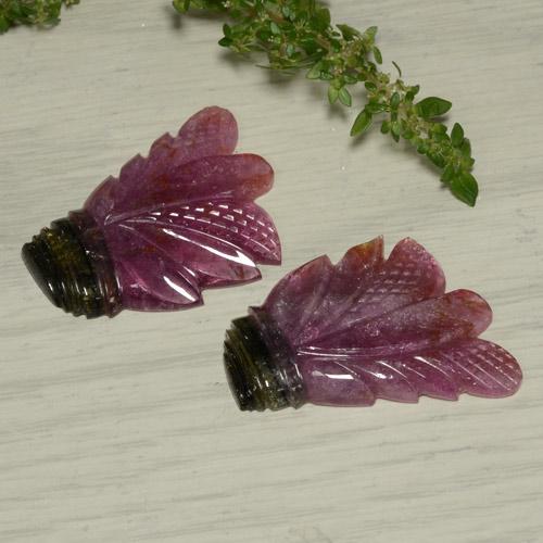 Gemme di Tormalina Bi-Colore naturale da 65.90 ct, Taglio a fiore, Traslucido