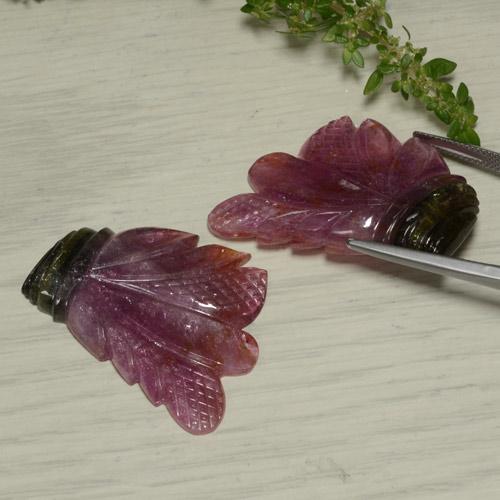 Gemme di Tormalina Bi-Colore naturale da 65.90 ct, Taglio a fiore, Traslucido