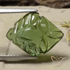 Tormalina Verde medio-scuro naturale da 4.85 ct, Taglio a fiore, Traslucido