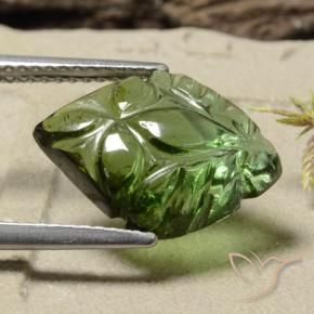 Tormalina Verde medio-scuro naturale da 4.85 ct, Taglio a fiore, Traslucido