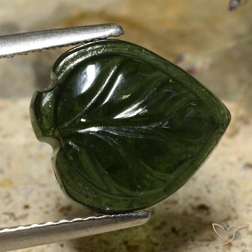 Tormalina Verde scuro naturale da 3.63 ct, Taglio a fantasia, Traslucido