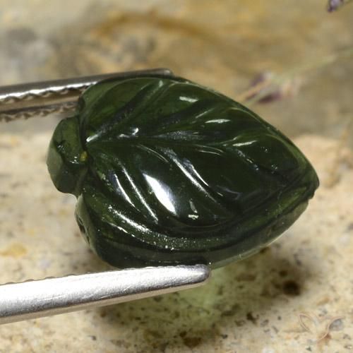 Tormalina Verde scuro naturale da 3.63 ct, Taglio a fantasia, Traslucido