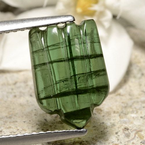 3.71ct Naturale Verde scuro Tormalina, Taglio a fantasia, Traslucido