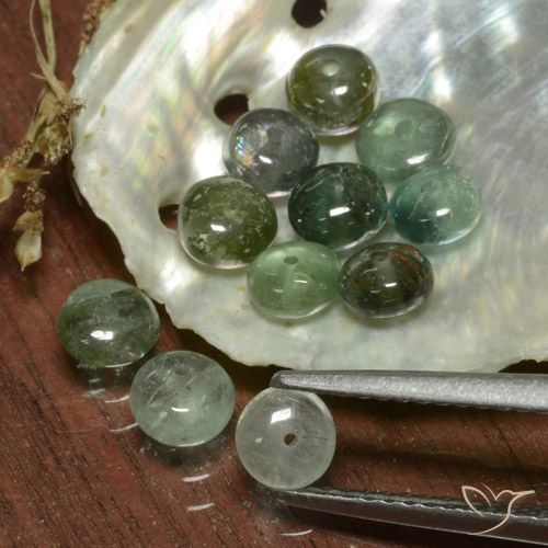 4.61ctw Naturale Verde grigiastro Tormalina, Taglio a fantasia, Traslucido