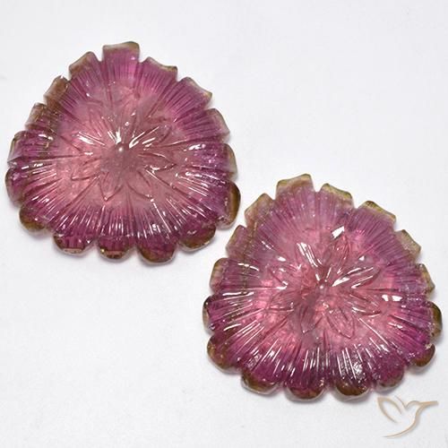 77.16ctw Naturale Bi-Colore Tormalina, Taglio a fiore, Trasparente