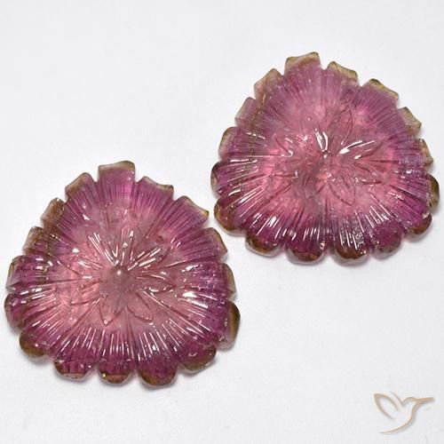 Gemme di Tormalina Bi-Colore naturale da 77.16 ct, Taglio a fiore, Trasparente
