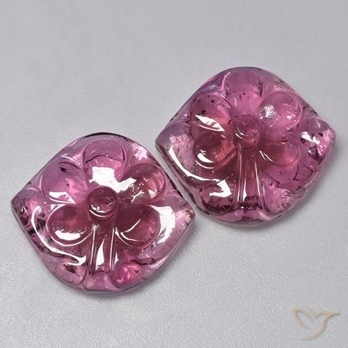 Gemme di Tormalina Viola rossastro naturale da 24.38 ct, Taglio a fiore, Trasparente