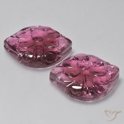 Gemme di Tormalina Viola rossastro naturale da 24.38 ct, Taglio a fiore, Trasparente