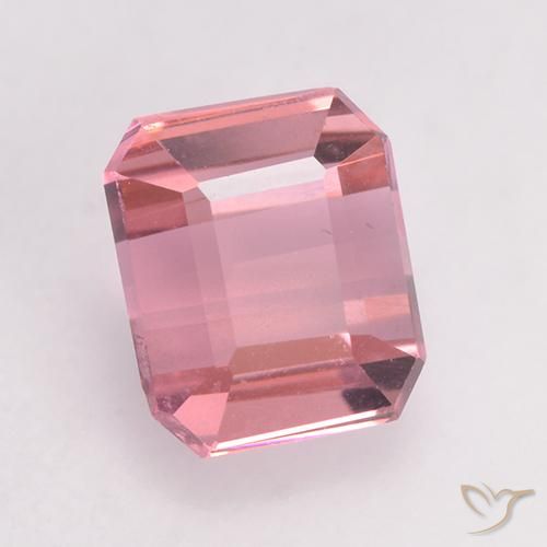 1.10ct Naturale Gomma da masticare rosa chiaro Tormalina, Taglio smeraldo, VVS-VS