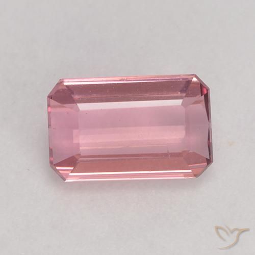 1.01ct Naturale Gomma da masticare rosa chiaro Tormalina, Taglio smeraldo, VS