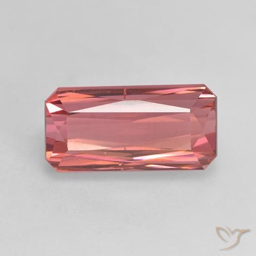 3.90ct Naturale Rosa rossastra Tormalina, Taglio smeraldo, VS-SI