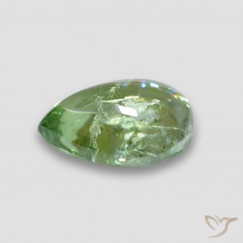 Tormalina Verde caldo naturale da 4.19 ct, Forma a pera, Trasparente