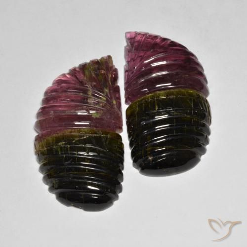 Gemme di Tormalina Bi-Colore naturale da 89.04 ct, Taglio a fantasia, Traslucido