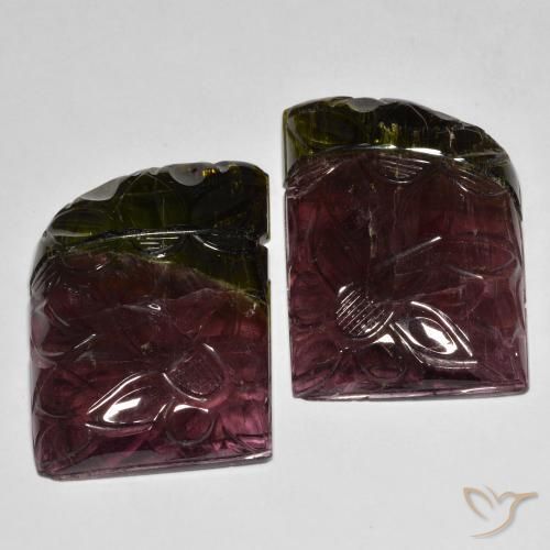 Gemme di Tormalina Bi-Colore naturale da 89.72 ct, Taglio a fantasia, Traslucido