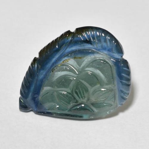 8.97ct Naturale Blu Medio Verde Tormalina, Taglio a fiore, Trasparente