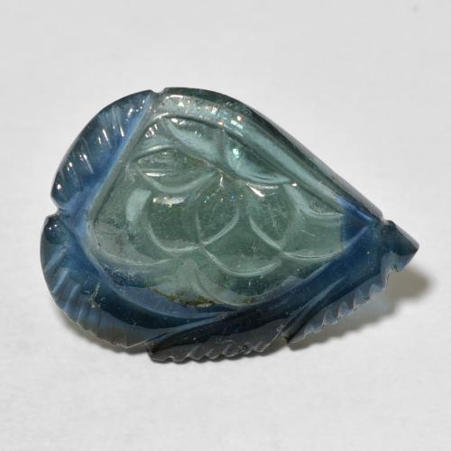 Tormalina Blu Medio Verde naturale da 8.97 ct, Taglio a fiore, Trasparente