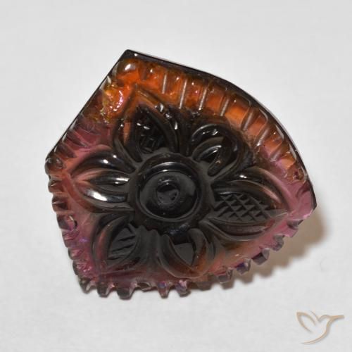Tormalina Multicolore naturale da 19.89 ct, Taglio a fiore, Trasparente