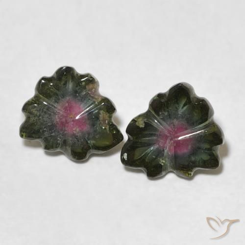 2.65ctw Naturale Multicolore Tormalina, Taglio a fiore, Trasparente