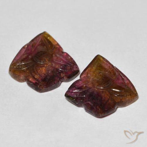 Gemme di Tormalina Arancione rossastra naturale da 12.54 ct, Taglio a fiore, Trasparente