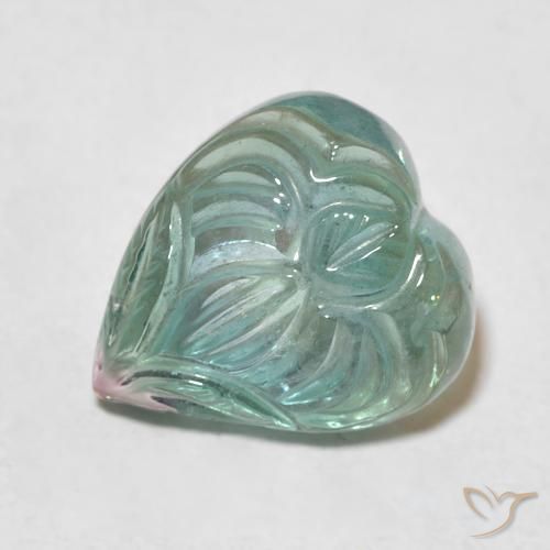 7.64ct Naturale Verde grigiastro Tormalina, Taglio a fiore, Trasparente